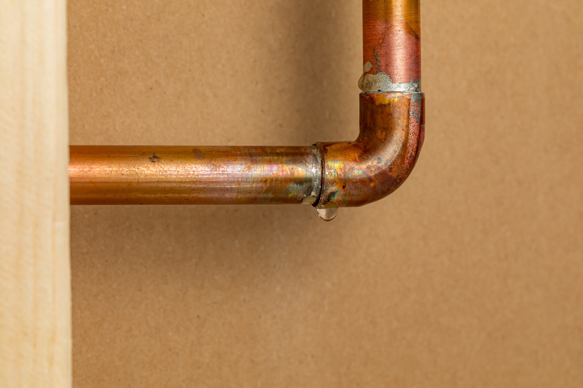 copper pipe leaking water