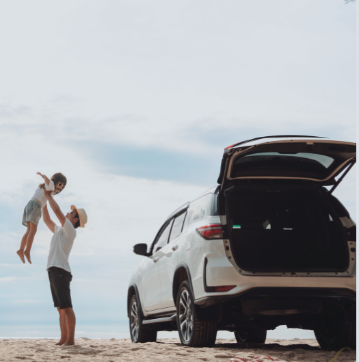 Family celebrating great auto insurance coverage