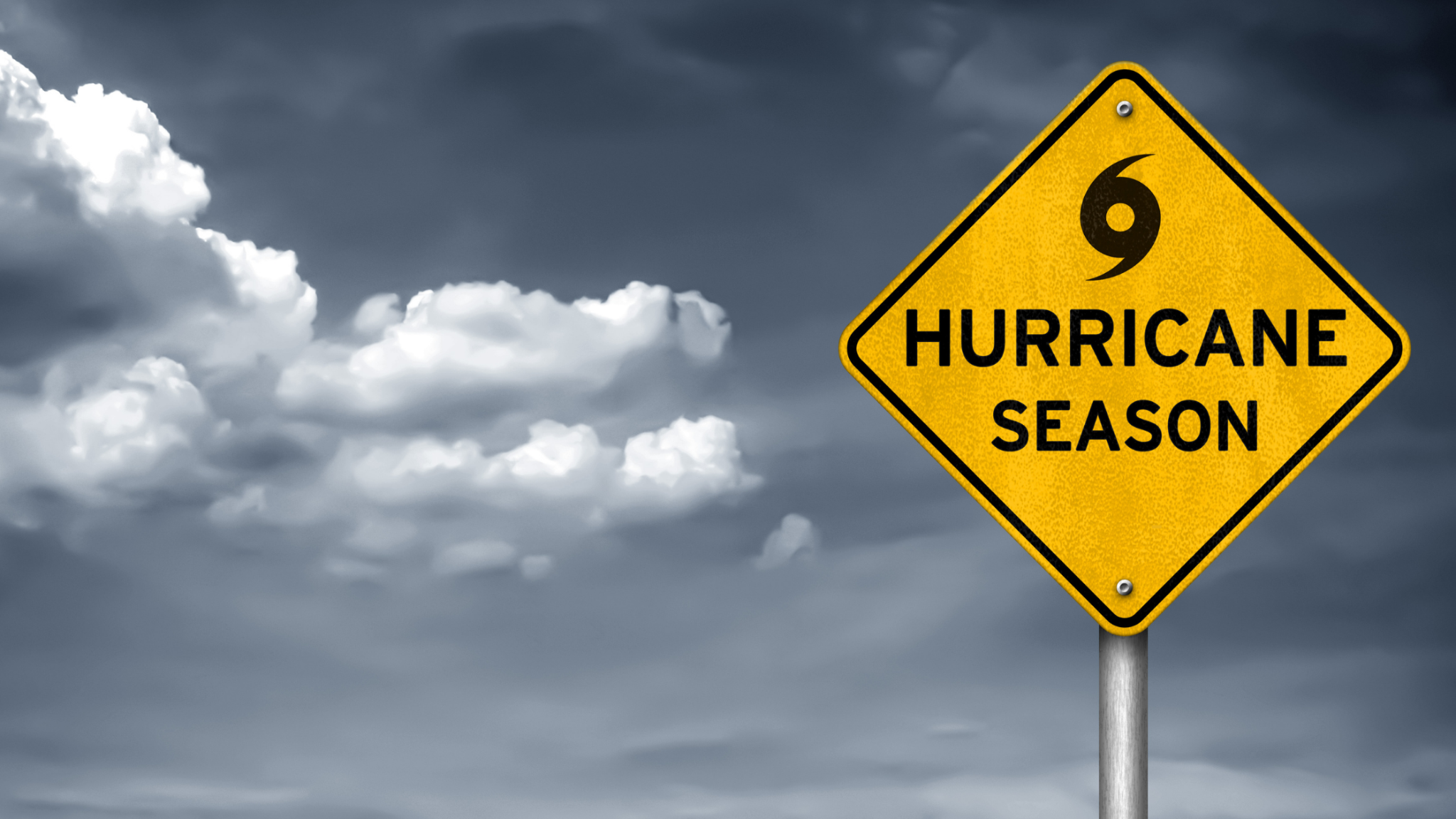hurricane season sign concept with storm clouds in the background